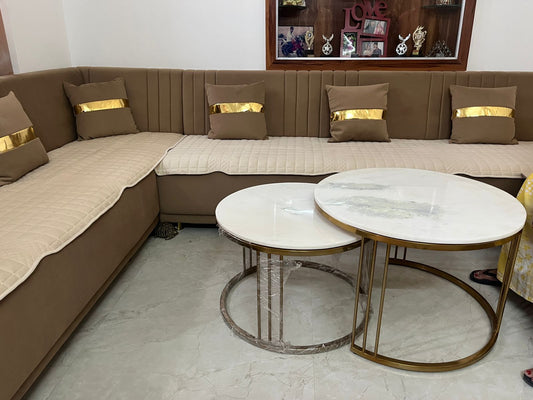 Aria Round Marble Nesting Coffee Table Set (2 Pc)