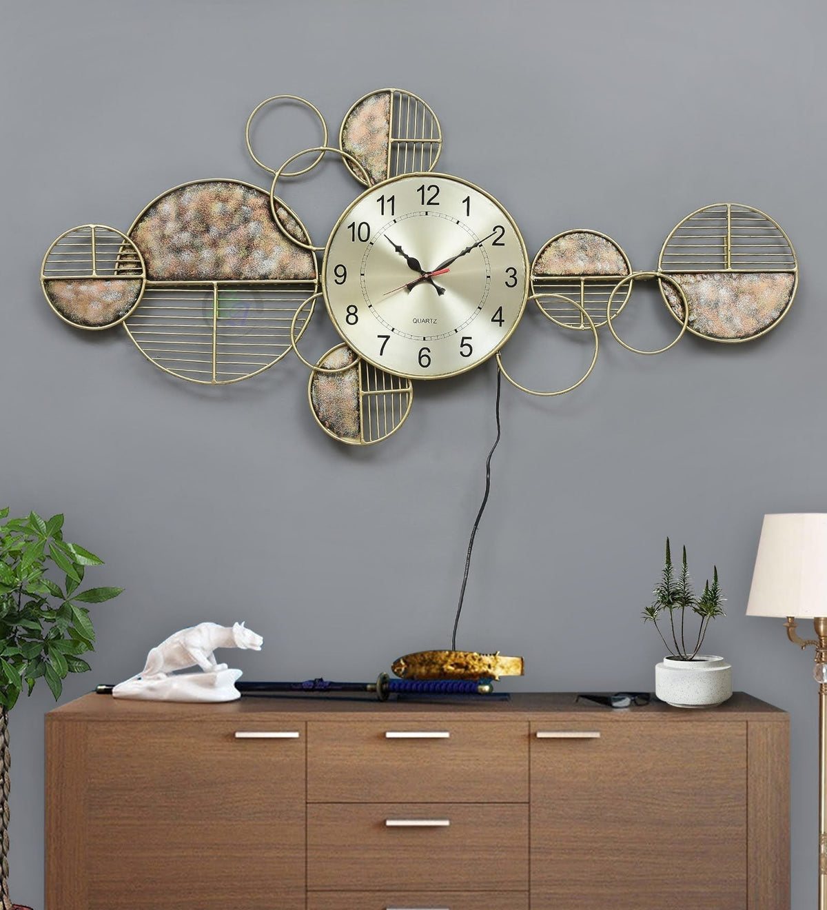 Metal Wall Art Clock with LED – circular metal wall clock with lighting off