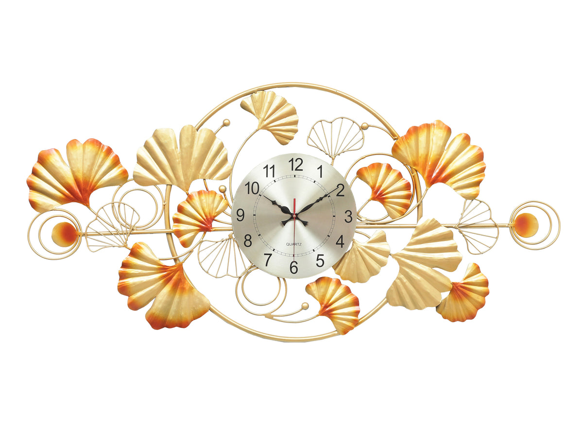 Zara Frame Metal Wall Clock – front view of floral clock on white