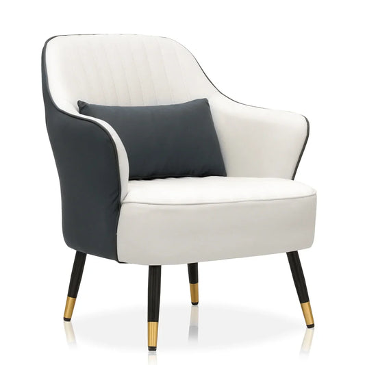 Contemporary Grey & White Accent Armchair