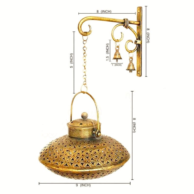 Gold Wall Décor Tea Light Holder – lantern measurement diagram