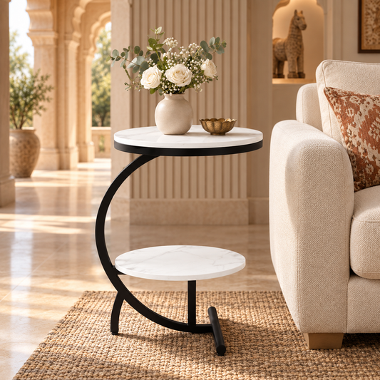 JIP Black Metal Side Table - styled in a luxury villa interior