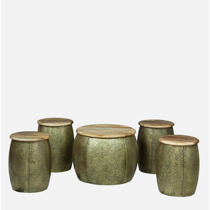 Imperial Artisan Coffee Table with 4 Stools – Set of 5 – view 3