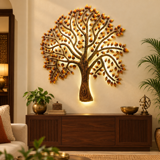 Master Tree Metal Wall Art with LED – 44 × 44 Inches