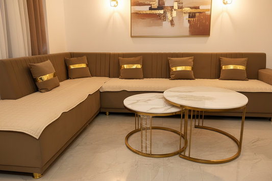 Aria Round Marble Nesting Coffee Table Set (2 Pc)