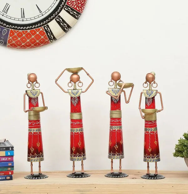 Multicolour Metal Doll Showpieces – close view of painted figures and base detail