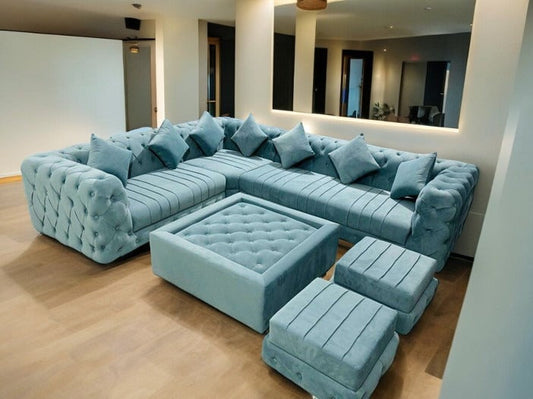 Master Sofa Premium Fabric Blue Velvet