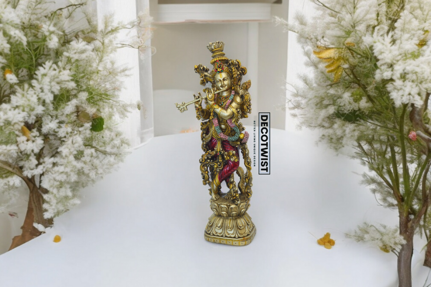 Shree Krishna Idol in  Brass Golden Finish  15 inch