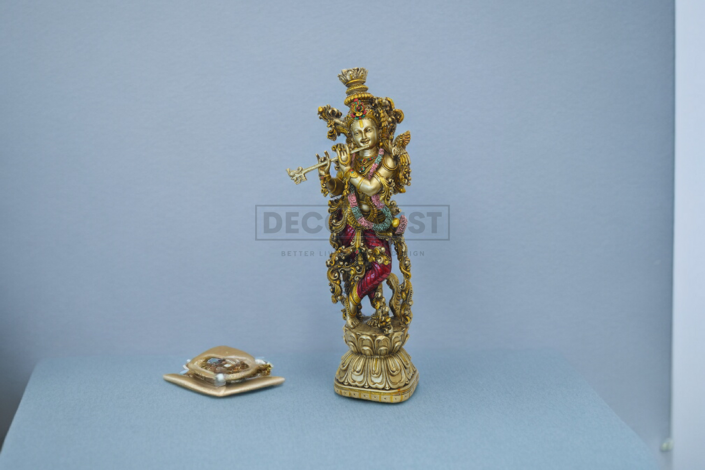Shree Krishna Idol in  Brass Golden Finish  15 inch