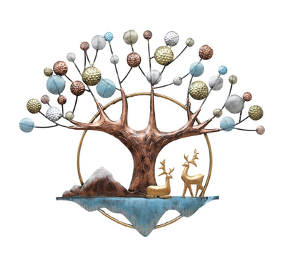 Deer Tree Wall Décor with Lighting – front view on white