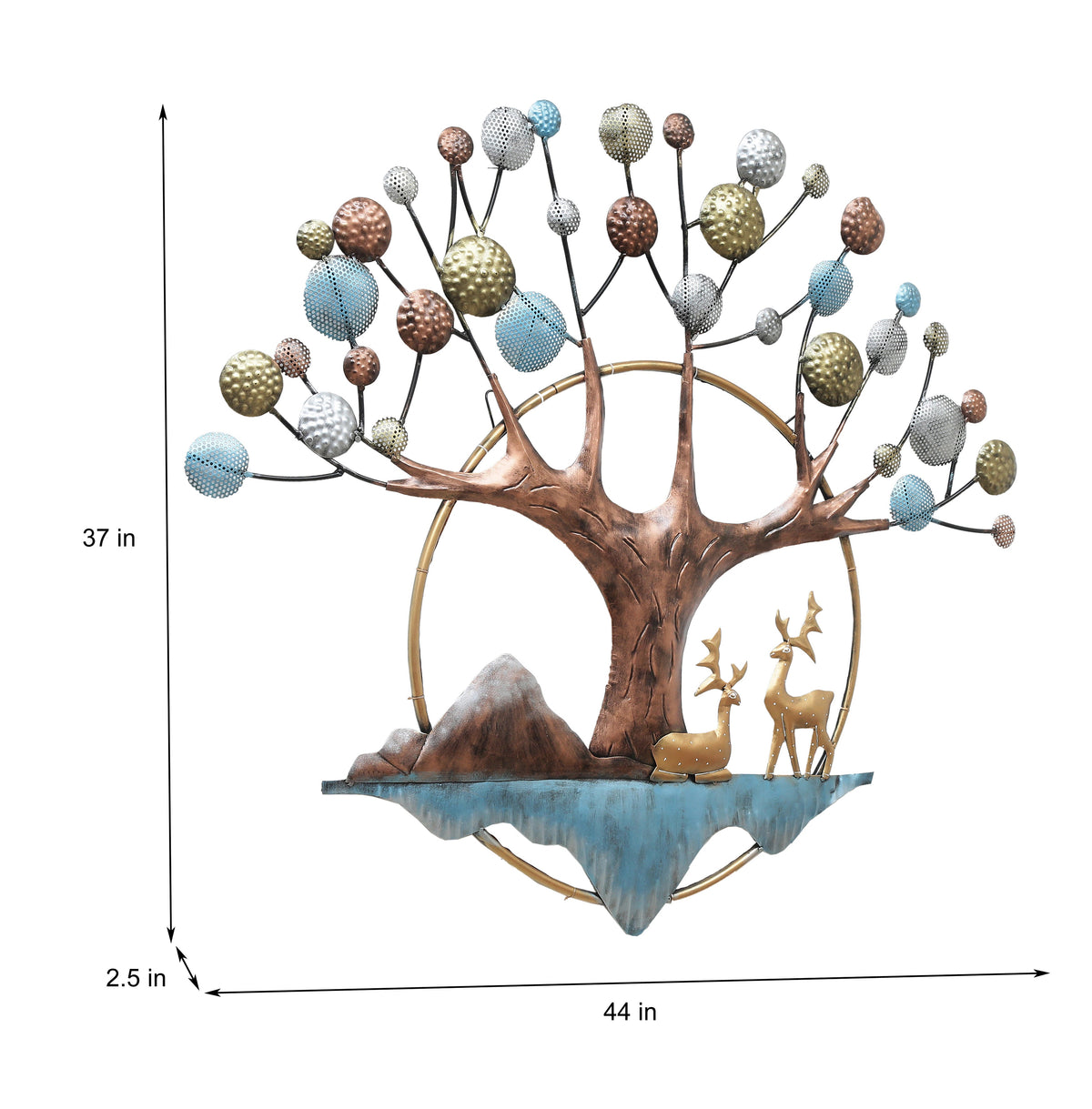 Deer Tree Wall Décor with Lighting – dimension diagram
