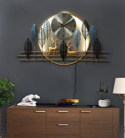 METAL DEER CLOCK WITH LED LIGHT