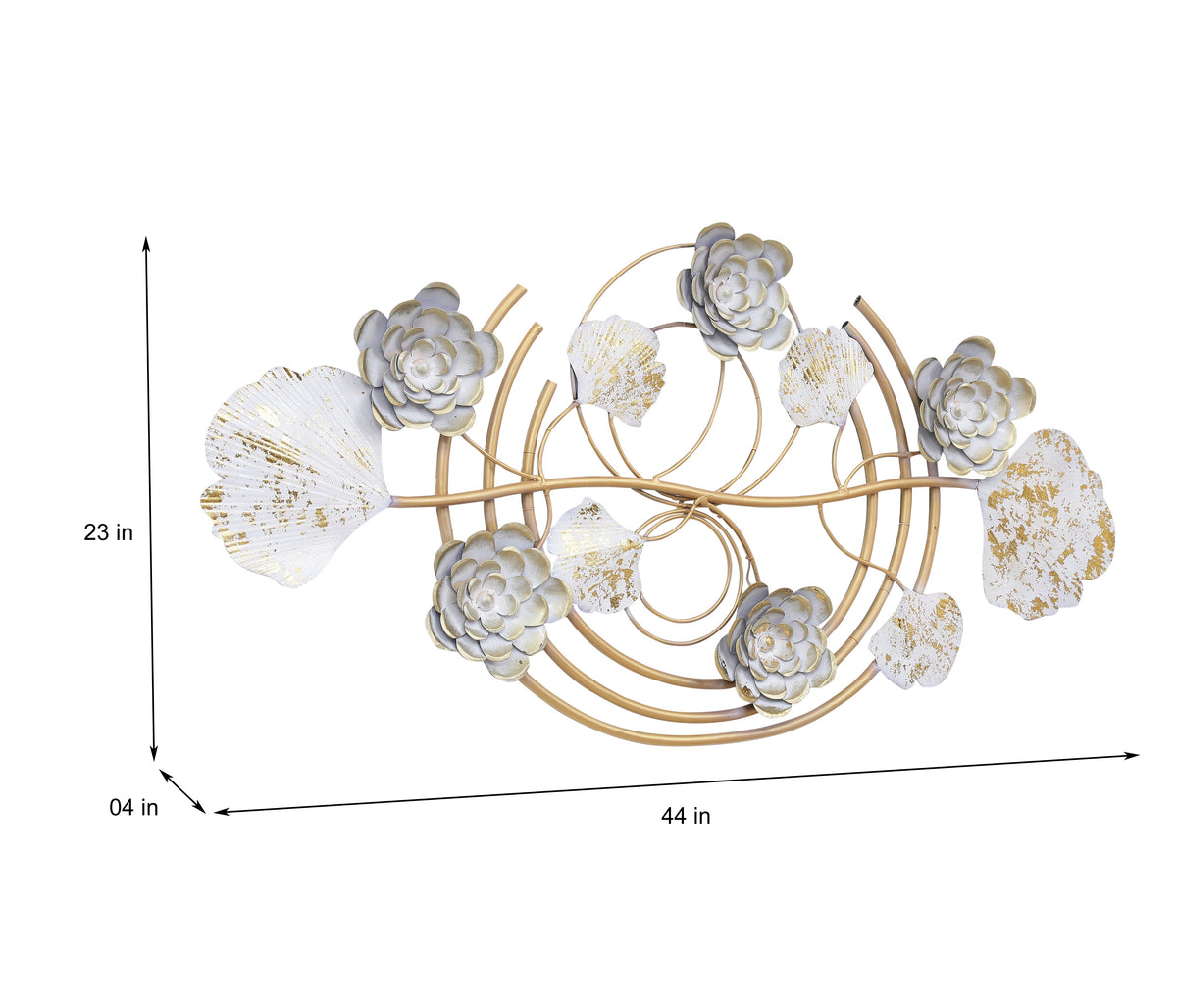White & Gold Flower Zara with LED – dimension diagram