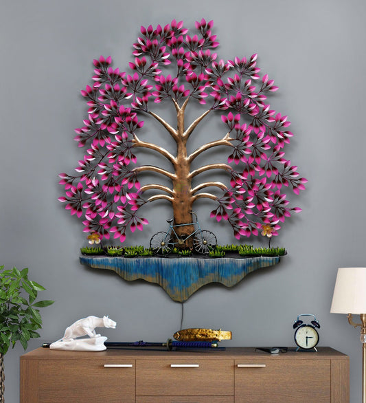 Pesto Tree Metal Wall Art with Led Light (32*36 Inches)