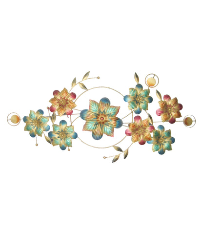 Flowers Wall art Design With - clock