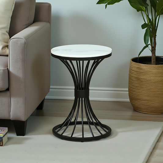 Infinity Oval-Ring Marble Side Table