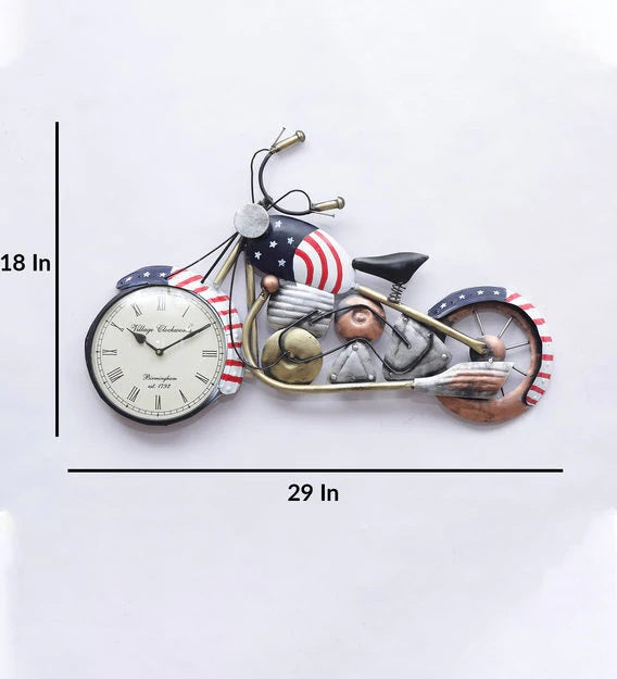US Bike Metal Wall Art with Clock – dimension diagram