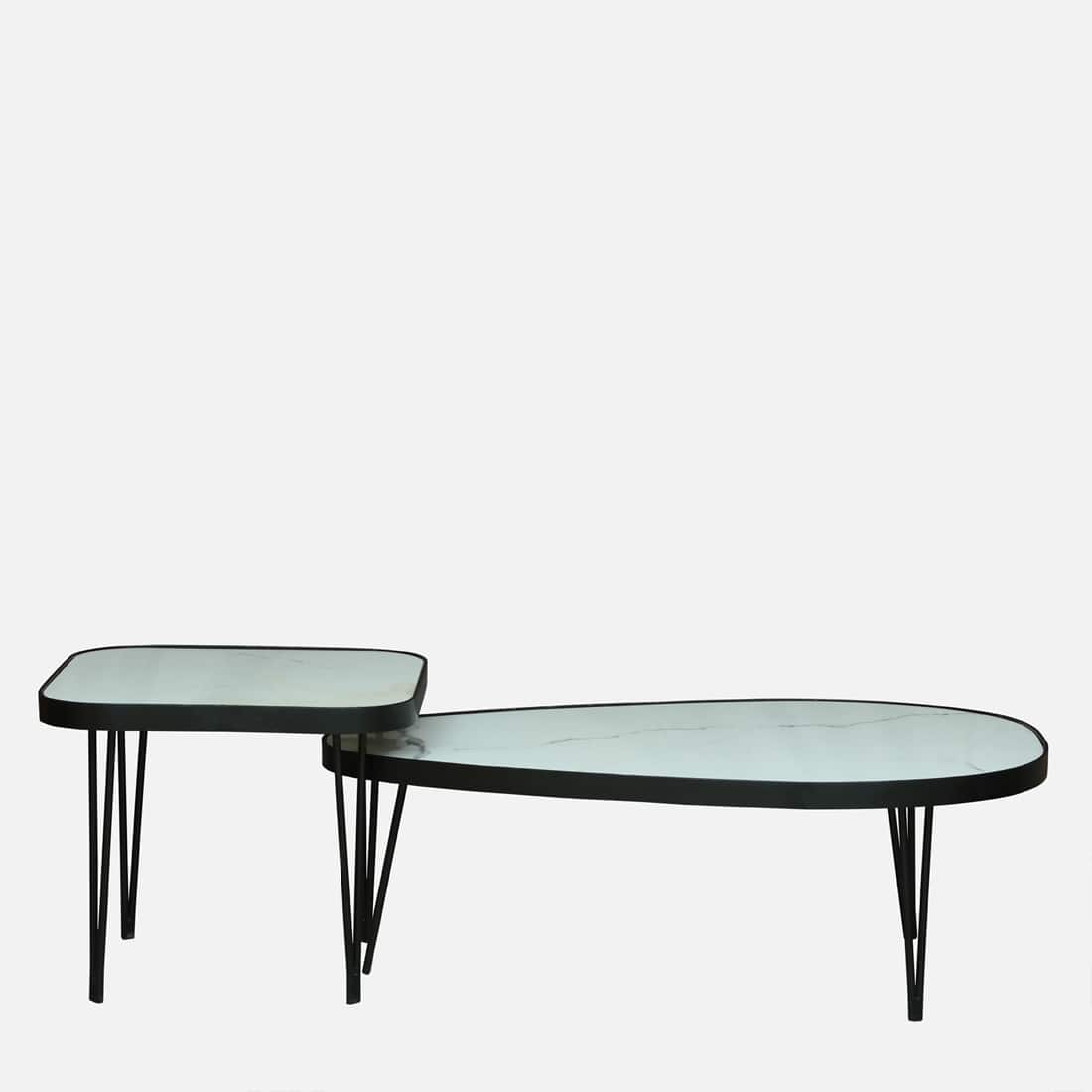 Oval Marble-Top Centre Tables – Set of 2 – view 9