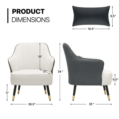 Contemporary Grey & White Accent Armchair