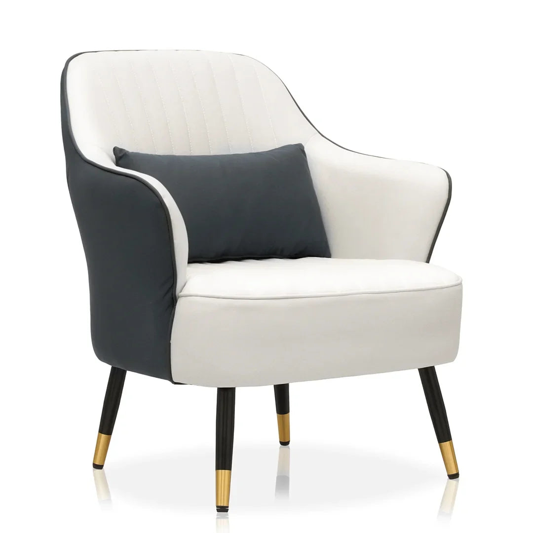 Contemporary Grey & White Accent Armchair