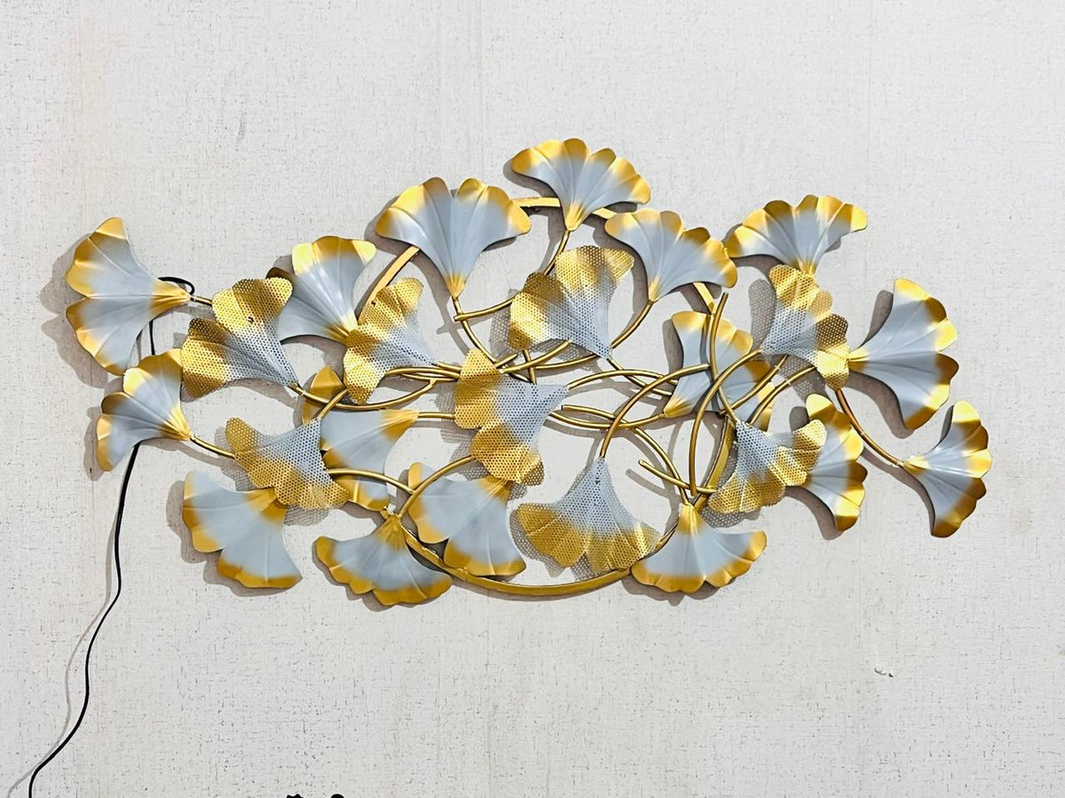 Water Lily Metal Wall Art with LED – unlit wall art on a plain wall