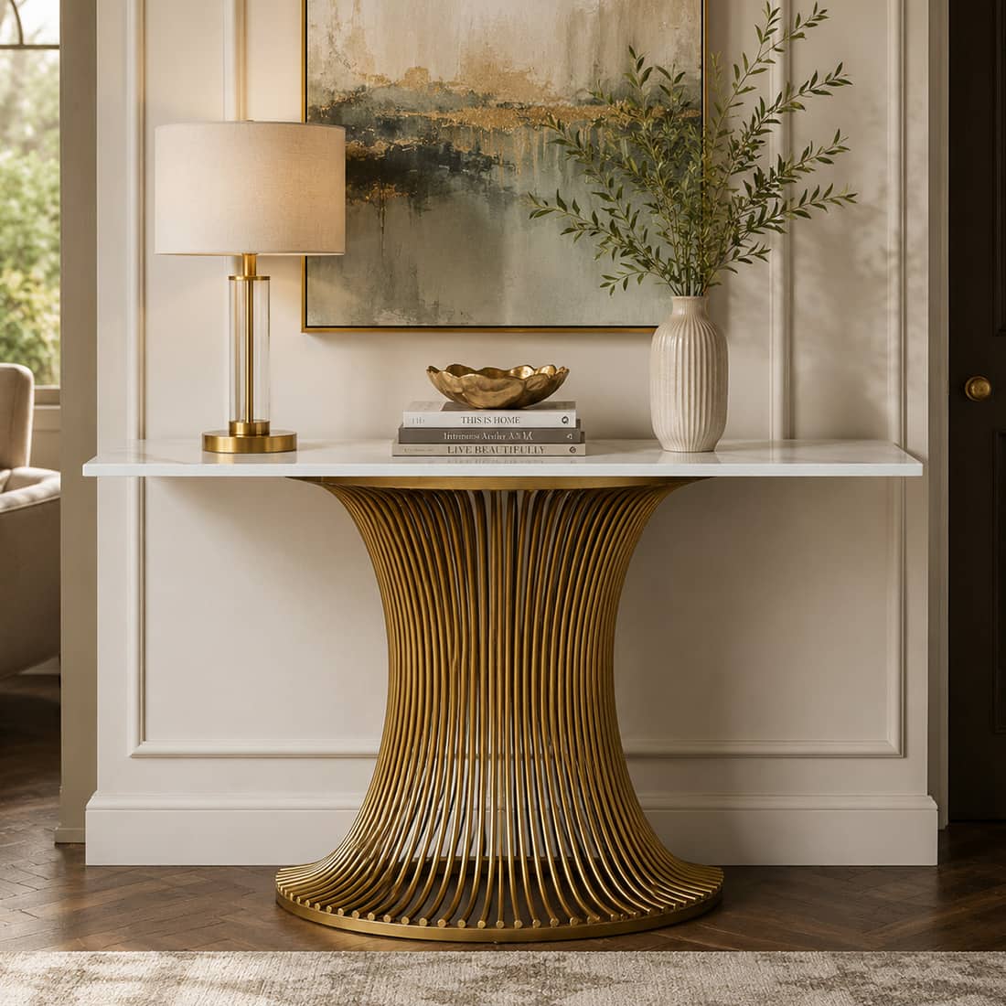 Metalian Gold Metal Console Table – product view