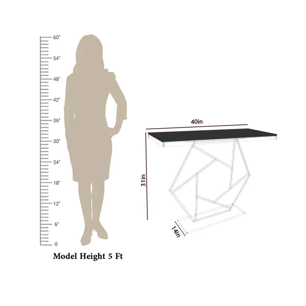 Copper-Finish Marble Console Table – dimension and scale diagram