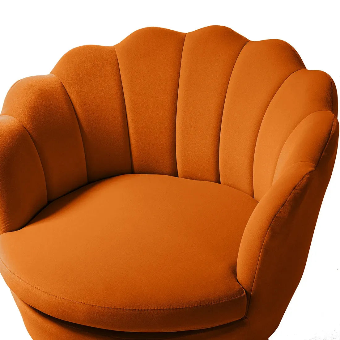 Velvet Lounge Chair with Gold-Finish Legs – close-up of seat and back
