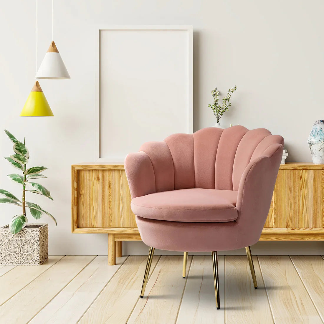 Luxury Pink Velvet Lounge Chair