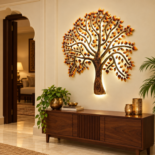 Master Tree Metal Wall Art with LED – 44 × 44 Inches