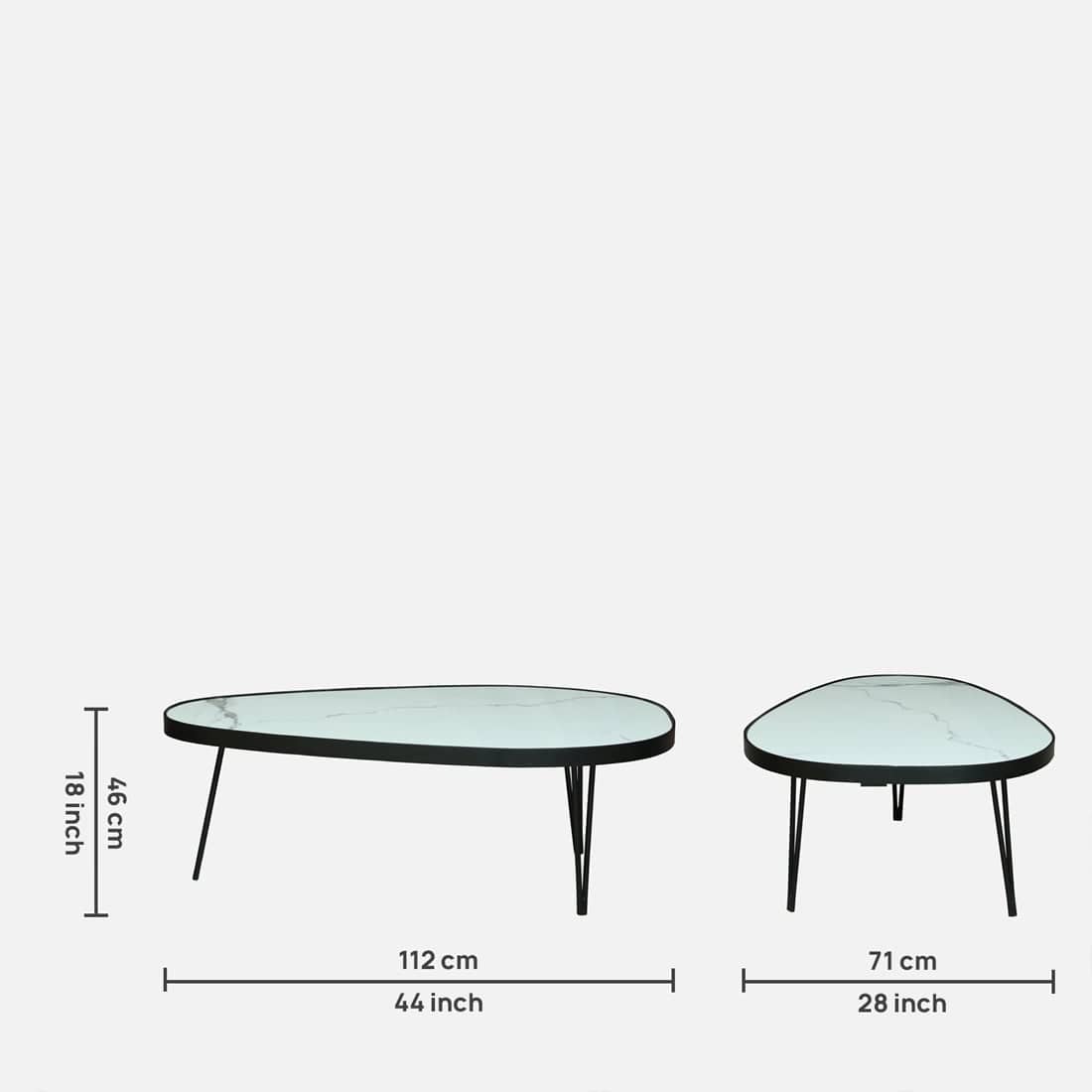 Oval Marble-Top Centre Tables – Set of 2 – view 7