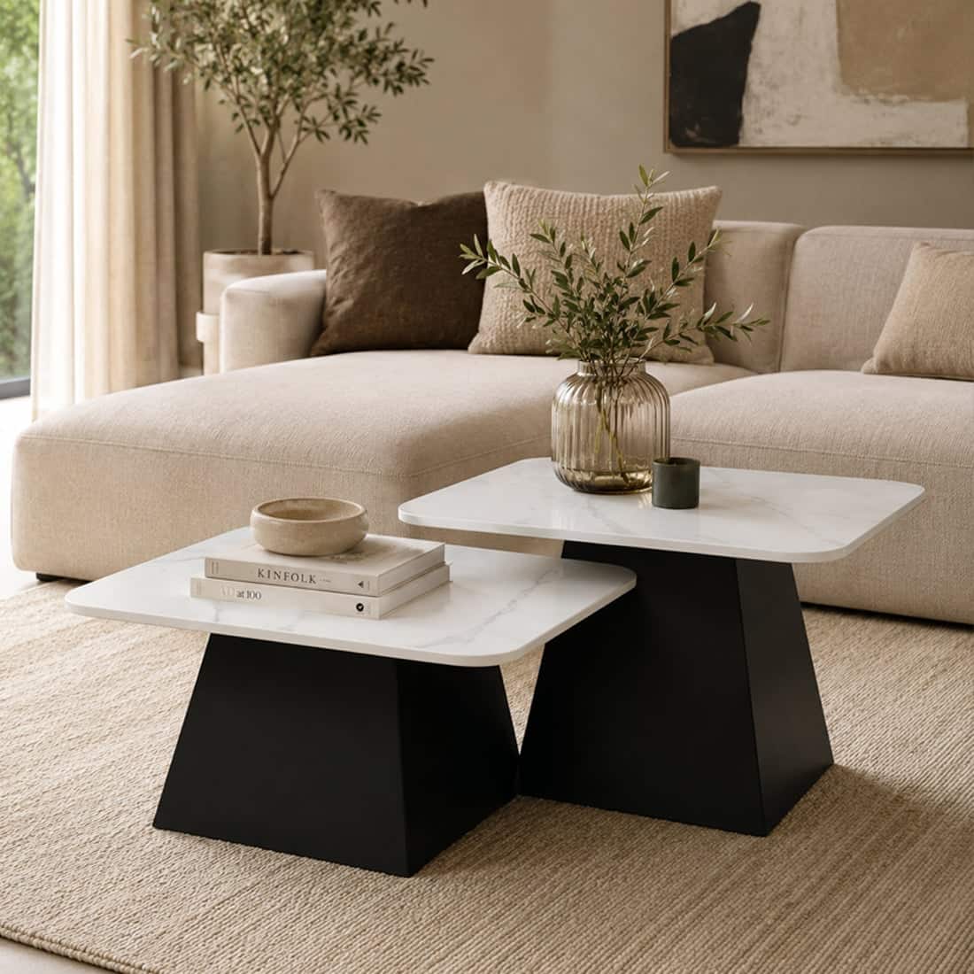 Jodna Square Marble-Top Centre Tables – Set of 2 – product view
