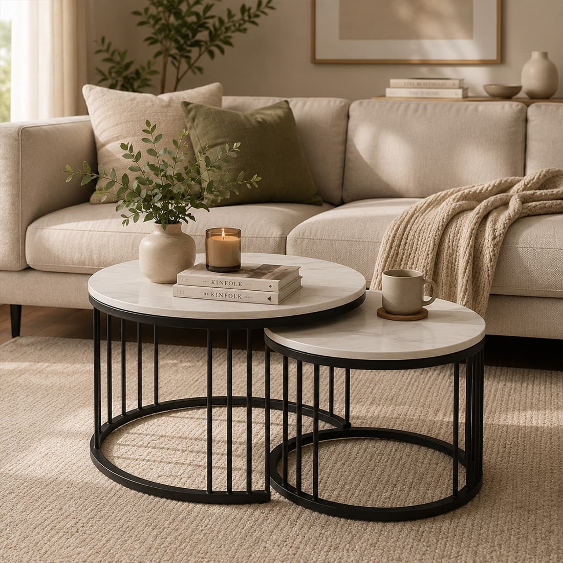 Metalform Round Nesting Coffee Tables – Set of 2 – view 2
