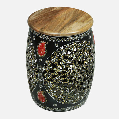 Ethnic Painted Coffee Table with 4 Stools – Set of 5 – view 8