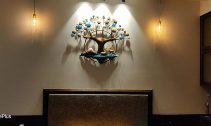 Deer Tree Wall Décor with Lighting – installed wall art above a dining area